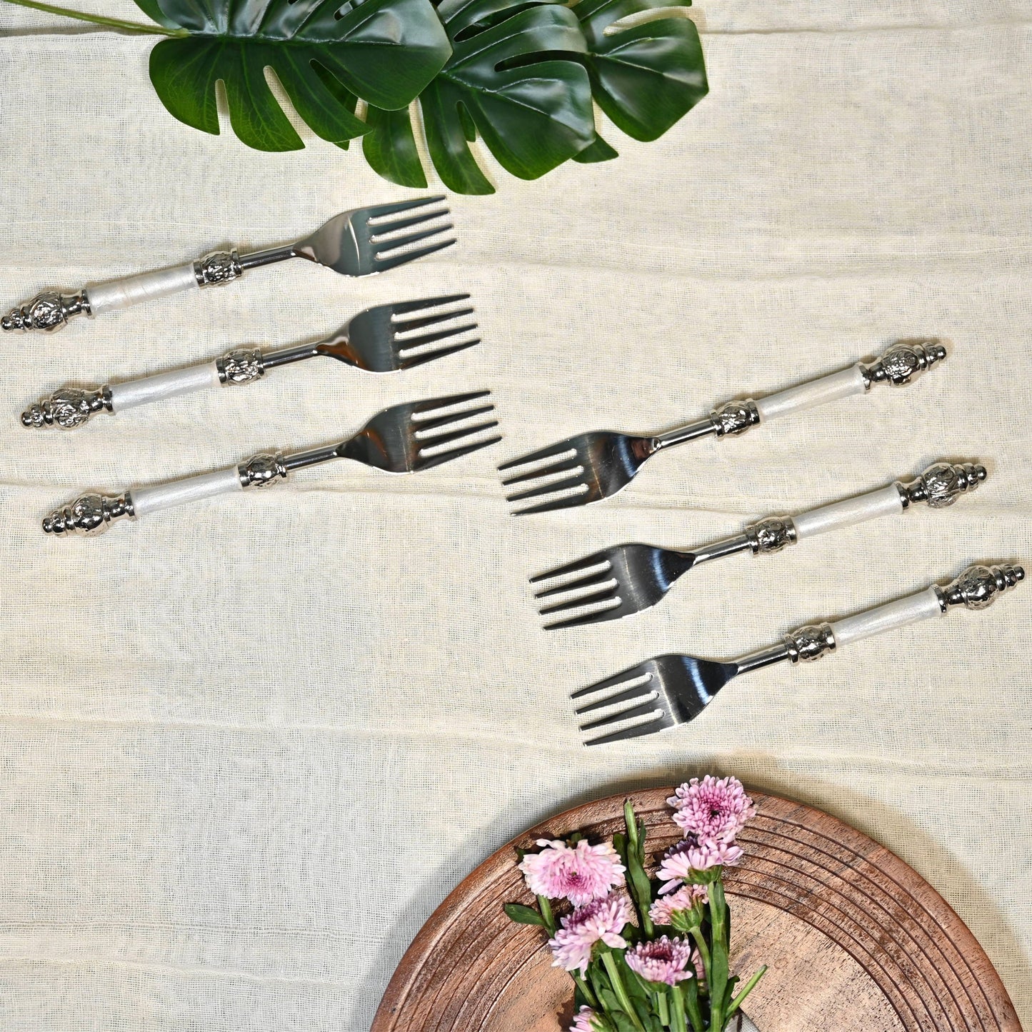 Mother-of-Pearl Stainless Steel Dinner Fork Set