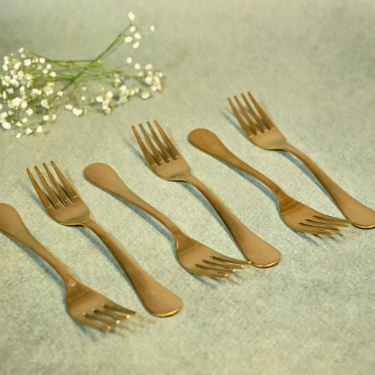 Gold Stainless Steel Mini Fork Set