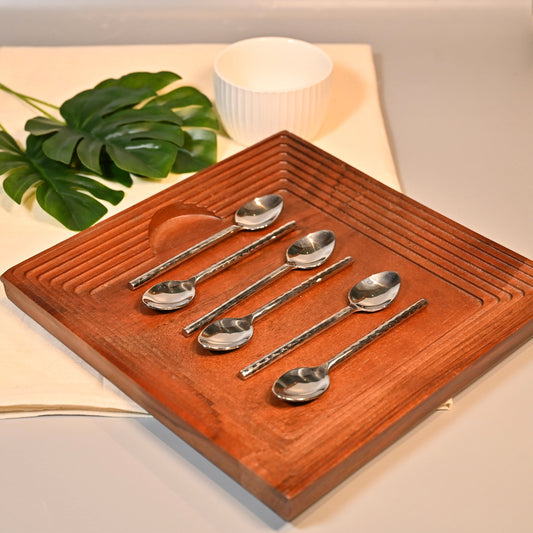 Hammered Stainless Steel Coffee Spoon Set