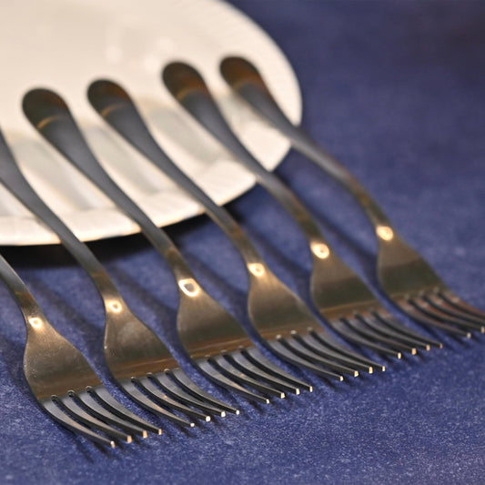 Rounded Stainless Steel Dessert Fork Set