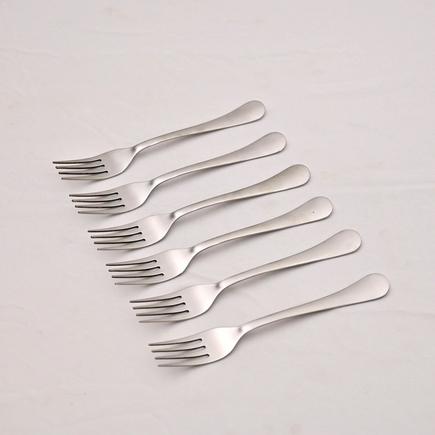 Rounded Stainless Steel Dessert Fork Set