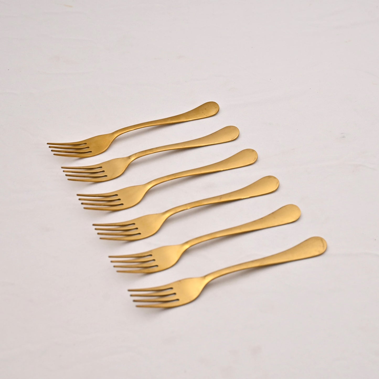 Gold Stainless Steel Dessert Fork Set