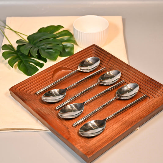 Hammered Stainless Steel Dinner Spoon Set