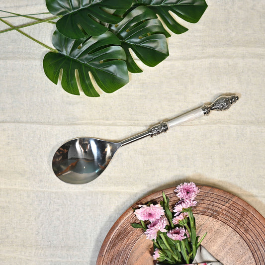 Mother-of-Pearl Stainless Steel Oval Serving Spoon