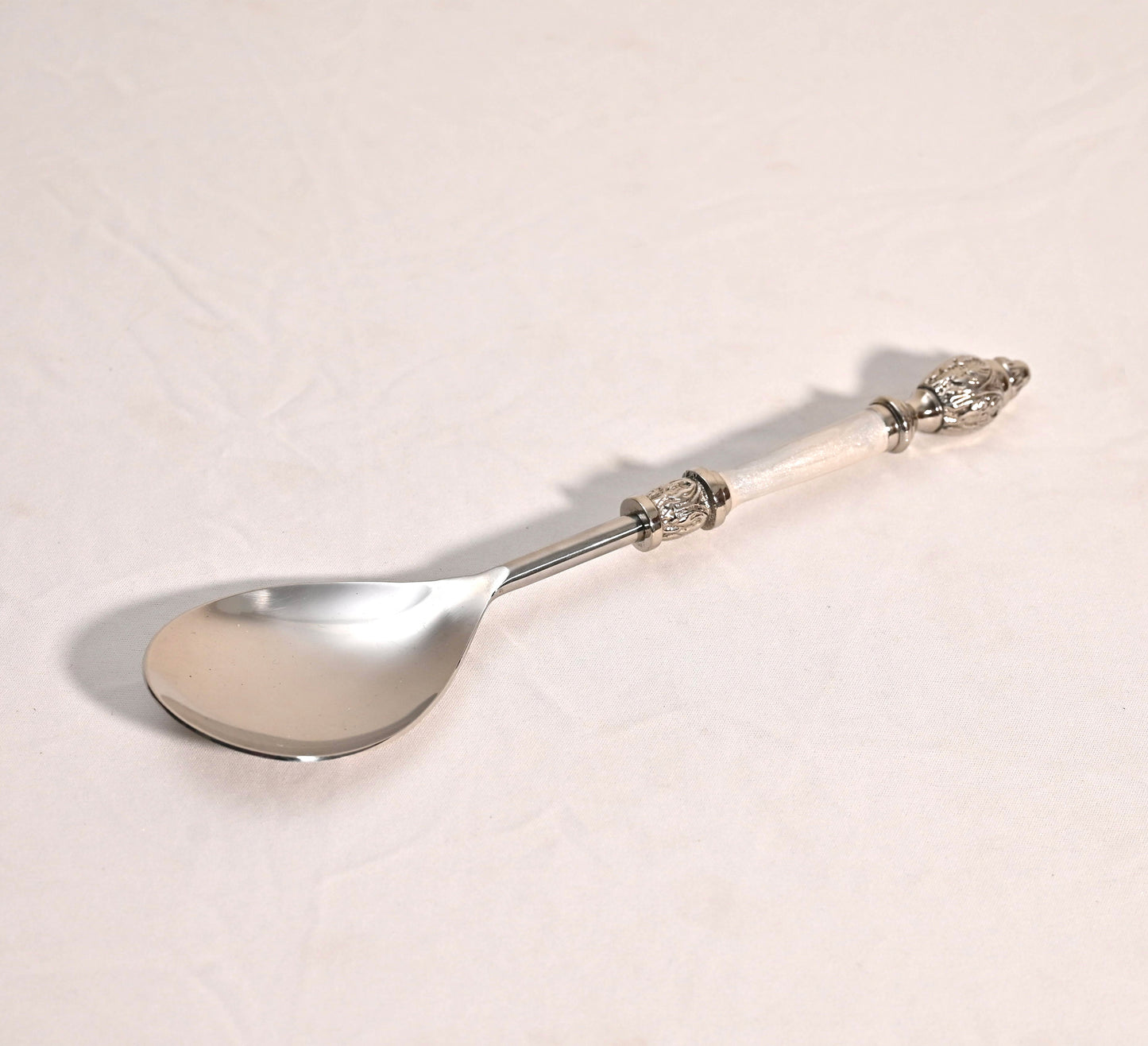 Mother-of-Pearl Stainless Steel Oval Serving Spoon